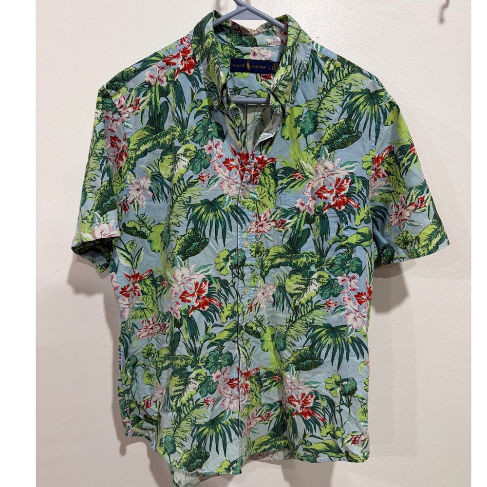 Polo Ralph Lauren Mens Tropical Floral Button Down Shirt L Coastal Luau Cruise